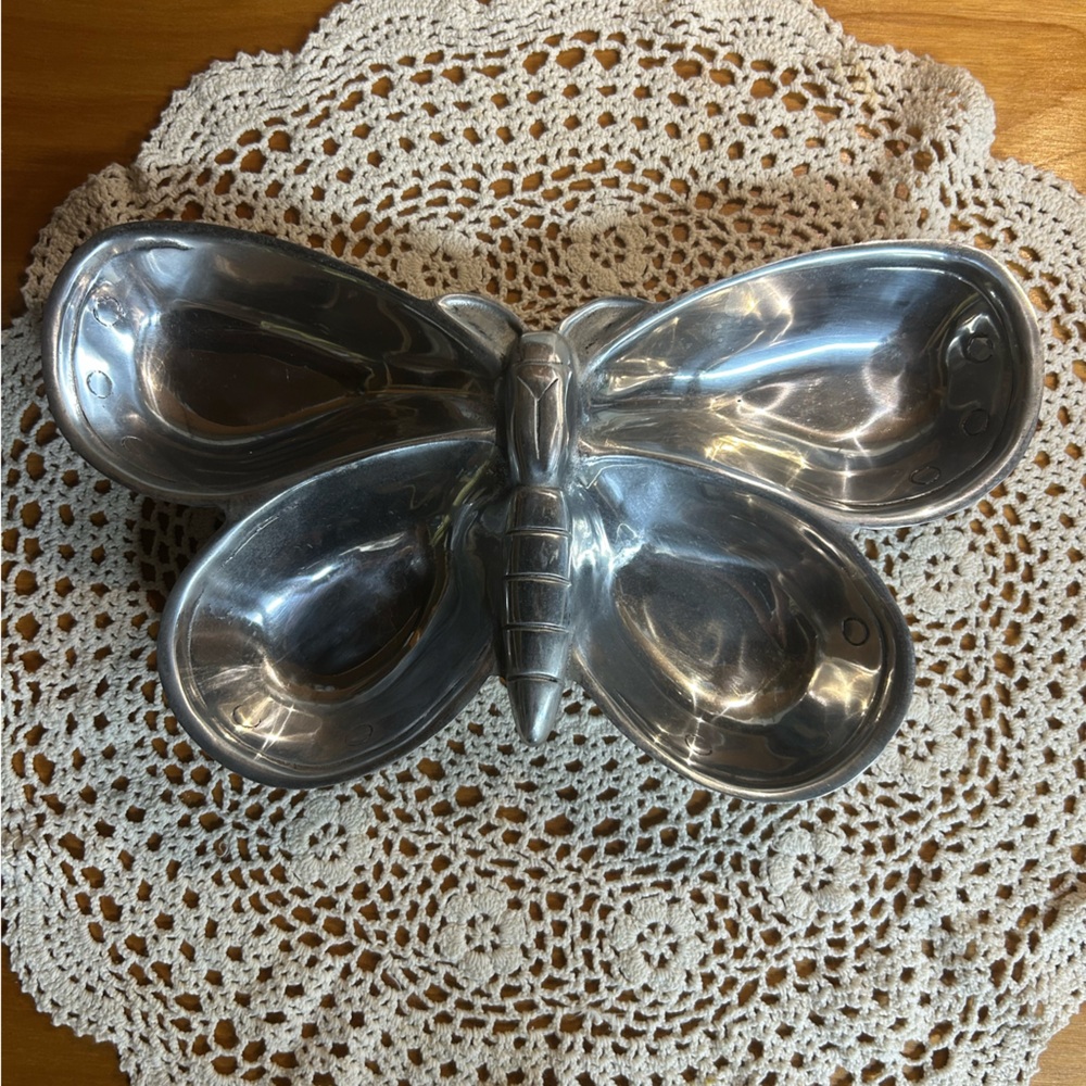 Handcrafted Silver Decorative Butterfly Dish